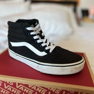 Vans High Rise Canvas Shoes, Black/White, Women’s Size 7
